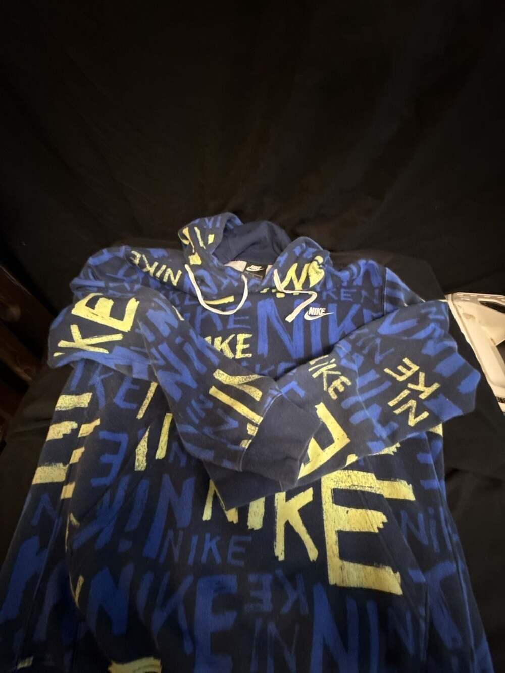 Nike Men's Sportswear Club Fleece Hoodie – Blue and Yellow All-Over Print